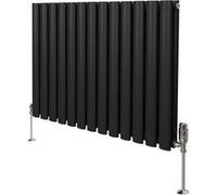 Radiateur Colonne Ovale & Robinet Thermostatique Noir 600 x 780mm Noir G
