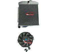 Radiateur, construction en aluminium, dimensions du noyau 16" X 16" X 1,6", diamètre d'entrée/sortie 1 1/2", couvercles de radiateur inclus, puissance de refroidissement augmentée de 30 %.