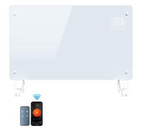 Radiateur convecteur en verre Vigevee, 2500W, blanc, avec connectivité WiFi Tuya Smart, télécommande, thermostat réglable de 5 à 50 °C, possibilité de fixation murale ou sur roulettes, indice de prote