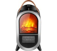 - Radiateur d'ambiance en céramique, 1500 W, portable, avec effet de flamme réaliste, 2 niveaux de chauffage, thermostat réglable, protection de sécurité et poignée de transport