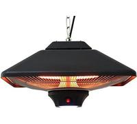 Radiateur de plafond | Lampe LED, jusqu'à 2000 watts, noir | Radiateur infrarouge, chauffage pour terrasse, balcon, tente, avec lampe LED intégrée, 1000 W / 2000 W de puissance de chauffage