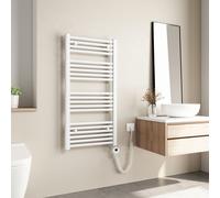 Radiateur de salle de bain Heilmetz électrique 100 x 50 cm Radiateur sèche-serviettes électrique Radiateur sèche-serviettes à tubes ronds 500 W Blanc