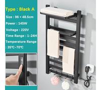 Radiateur de sèche-serviettes électrique pour salle de bain, modèle A 6621, fixation murale, en aluminium, avec affichage numérique, thermostat tactile, étanche IPX4, de couleur noire