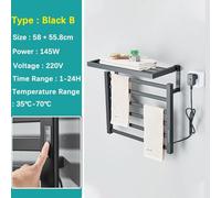 Radiateur de sèche-serviettes électrique pour salle de bain - Montage mural - Modèle B 8004 - Écran numérique - Thermostat tactile - Étanchéité IPX4 - Aluminium - Noir