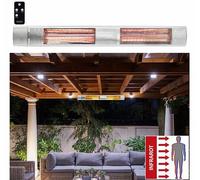 Radiateur de terrasse : Radiateur infrarouge d'extérieur, tube en or, 3000 W, indice de protection IP65, télécommande, couleur argent (radiateur infrarouge, pour mur, pour extérieur)