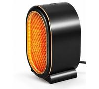 Radiateur électrique 1200 W, noir, modèle de table - Compact, dimensions 14x14x22 cm - Idéal pour une chambre