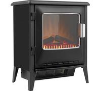 Radiateur électrique aspect bois, avec éclairage LED, fonction brume d'eau et chauffage, télécommande incluse, 1800 W, noir