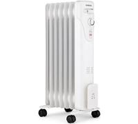 Radiateur électrique bain d'huile, 1500W, 7 éléments, 3 puissances, Blanc, Mobile