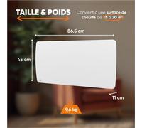 Radiateur électrique céramique fixe, blanc, 2000W, technologie d'inertie