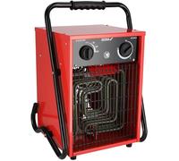 Radiateur électrique de 5 kW, 400 V, de forme carrée, de couleur rouge, conçu pour les pièces bien isolées, équipé d'un thermostat, d'une protection contre la surchauffe, de trois modes de fonctionnem
