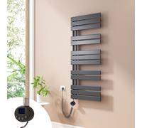Radiateur électrique de salle de bain Heilmetz 120 x 50 cm, anthracite, 600 W, avec thermostat et minuterie, panneau plat
