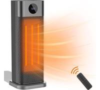 Radiateur électrique en céramique 2000 W, oscillant, pivotant à 60°, télécommande à écran tactile, 3 réglages de température, poignée de transport - Chauffage de bureau