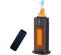 Radiateur électrique en céramique avec effet flamme et humidificateur, 2000W, économe en énergie et silencieux. Puissant radiateur électrique idéal pour les bureaux et les chambres, parfait comme chau