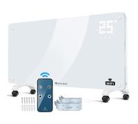 KESSER® : Radiateur électrique à convection, corps en verre, fonction WiFi, télécommande incluse. Peut être posé au sol ou fixé au mur. Écran tactile, écran LCD, minuterie. 2500 watts
