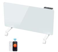 Radiateur électrique Peviasot 2000W, blanc, avec élément chauffant en verre, application WiFi et télécommande, minuterie 24h, thermostat, indice de protection IP24, pour montage mural ou sur pied
