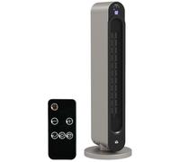 Radiateur électrique soufflant - HOMCOM - 1100/2200 W - céramique PTC - télécommande - Ø 25 x 73,5 cm - argent