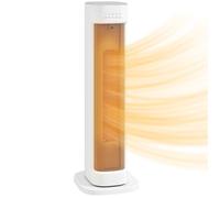 Radiateur électrique soufflant - HOMCOM - 2000 W - céramique PTC - thermostat réglable, minuterie - PP - 21x19,7x61cm - blanc