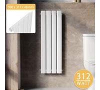 Radiateur électrique vertical compact, modèle plat, de couleur blanche, dimensions 900 x 311 mm, sans résistance chauffante