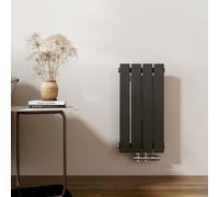 Radiateur EMKE plat et compact, radiateur à panneaux design vertical à une couche, raccord central 60 x 30 cm, 210 W, noir, peu encombrant, sans barre chauffante