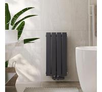 Radiateur EMKE plat et compact, radiateur à panneaux design vertical à une couche, raccord central 60 x 30 cm, 210 W, anthracite, peu encombrant, sans barre chauffante
