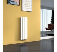Radiateur EMKE plat et compact Radiateur à panneaux design vertical à une couche Raccord central 90 x 30 cm 297 W Blanc Peu encombrant, sans tige chauffante