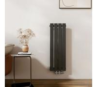 Radiateur EMKE plat et compact, radiateur à panneaux design vertical à une couche, raccord central 90 x 30 cm, 297 W, noir, peu encombrant, sans barre chauffante