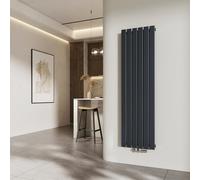 Radiateur EMKE Radiateur à panneaux design vertical 1600 x 460 mm Anthracite Simple couche plat Raccordement central Chauffage Acier SPCC, 751 W sans thermoplongeur