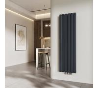 Radiateur EMKE Radiateur à panneaux design vertical 1600x460mm anthracite Double couche plat Raccordement central Chauffage Acier SPCC, 1449 W sans thermoplongeur