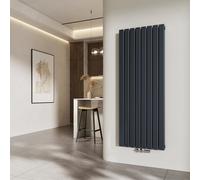 Radiateur EMKE Radiateur à panneaux vertical design 1600x616mm anthracite Double couche plat Raccordement central Chauffage Acier SPCC, 1933 W sans thermoplongeur