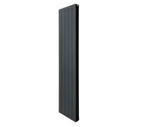 Radiateur en Aluminium 1800 x 315mm & Robinet Thermostatique Chromé, Chauffage Moderne Vertical Plat Alu Gris Anthracite Mat, Cuisine Salon Salle de Bain [Brosse, Attaches Murales & Supports INCLUS]
