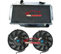 Radiateur et ventilateur, aluminium, dimensions du noyau : 568 mm x 250 mm x 40 mm, dimensions totales : 348 mm x 631 mm x 140 mm, 2 rangées, augmentation de la puissance de refroidissement de 30 %.