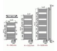 Radiateur Fléche électrique blanc L 600 H1658 1000 watts IRSAP