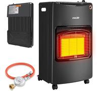 Radiateur gaz céramique de 4200W, chauffage gaz pour intérieur, radiateur gaz pour bouteilles de butane ou de propane jusqu'à 15 kg, sans bouteille de gaz, inclut un régulateur de pression et un tuyau