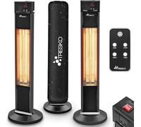 Radiateur infrarouge d'appoint de 2000W avec télécommande | Chauffage de terrasse électrique avec 3 niveaux de puissance | Radiateur pour terrasse, intérieur et extérieur | Radiateur infrarouge avec i