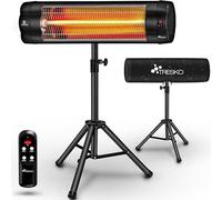 Radiateur infrarouge de 2500W avec télécommande | Radiateur électrique avec 3 niveaux de puissance | Radiateur pour terrasses, intérieur et extérieur | Radiateur infrarouge à hauteur réglable