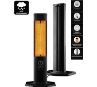 Radiateur infrarouge en aluminium - Radiateur sur pied pour chauffage de terrasse - Étanche - 2000 W - Thermostat - Housse de protection - Dispositif de sécurité