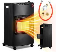 Radiateur infrarouge noir - 4200 W - Chauffage à gaz - 3 niveaux de puissance - Régulateur de pression - Tuyau de 0,5 m - 2 adaptateurs en laiton - Protection contre le basculement - Mobile
