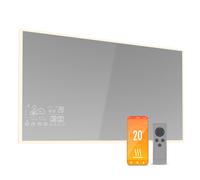 Blumfeldt radiateur Infrarouge 600 W – Miroir intelligent LED, IP44, WiFi, 5-50°C, radiateur infrarouge de salle de bain, contrôle par appli & télécommande, verrouillage parental, 12-15 m²