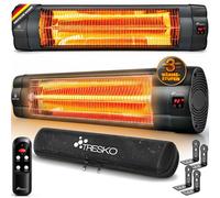 Radiateur infrarouge TRESKO® 2500W avec télécommande | Radiateur de terrasse d'extérieur électrique avec 3 niveaux de chauffage | Radiateur pour terrasse, intérieur et extérieur | Radiateur infrarouge