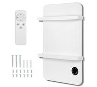 Radiateur infrarouge Vigevee de 600W pour salle de bain et salon, avec application TUYA, écran tactile, minuterie et 2 porte-serviettes, blanc