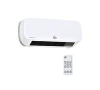 HOMCOM Radiateur mural soufflant 2000 W - chauffage céramique PTC - 3 niveaux de puissance - télécommande incluse blanc noir