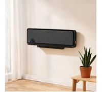 Radiateur mural soufflant en PP noir 56 cm 2000 W oscillant et thermostat fixation murale pour bureau ou entrée