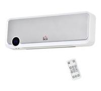 HOMCOM Radiateur mural soufflant oscillant 2000 W - chauffage céramique PTC - 3 niveaux de puissance - télécommande incluse blanc argenté