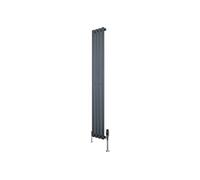 Radiateur Ovale 1 Panneau & Vannes 1600 x 240 mm en Acier Anthracite Horizontale