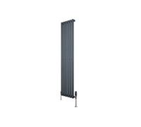 Radiateur Ovale 1 Panneau & Vannes 1600 x 360 mm en Acier Anthracite Horizontale