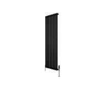 Radiateur Ovale 1 Panneau & Vannes 1600 x 480 mm en Acier Noir Horizontale