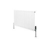Radiateur Ovale 1 Panneau & Vannes 600 x 1020 mm en Acier Blanc Horizontale