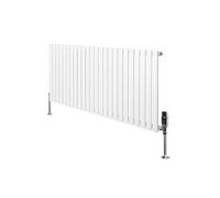 Radiateur Ovale 1 Panneau & Vannes 600 x 1440 mm en Acier Blanc Horizontale