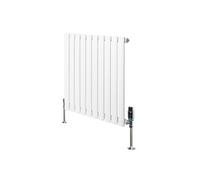 Radiateur Ovale 1 Panneau & Vannes 600 x 600 mm en Acier Blanc Horizontale