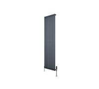 Radiateur Ovale à 1 Panneau & Vannes 1800 x 480 mm en Acier Anthracite Horizontale